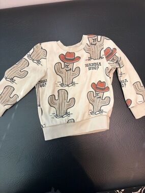 Kids Cactus Graphic Sweatshirt - Beige with Red Accents